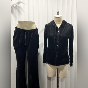 Womens 2 Piece Velour Hoodie Jogger Tracksuit Two Piece